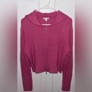 GB Girls EYELASH Pink Hooded zip up Cardigan-Jrs.Xlg